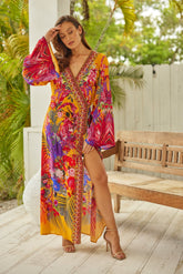 Tropical Sunset Wrap Dress - Czarina