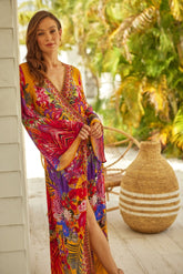 Tropical Sunset Wrap Dress - Czarina