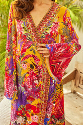 Tropical Sunset Wrap Dress - Czarina