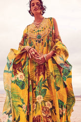 TROPICAL TIGRESS BIG WIDTH SILK KAFTAN - Czarina