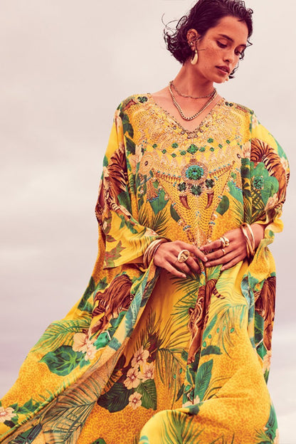 TROPICAL TIGRESS BIG WIDTH SILK KAFTAN - Czarina