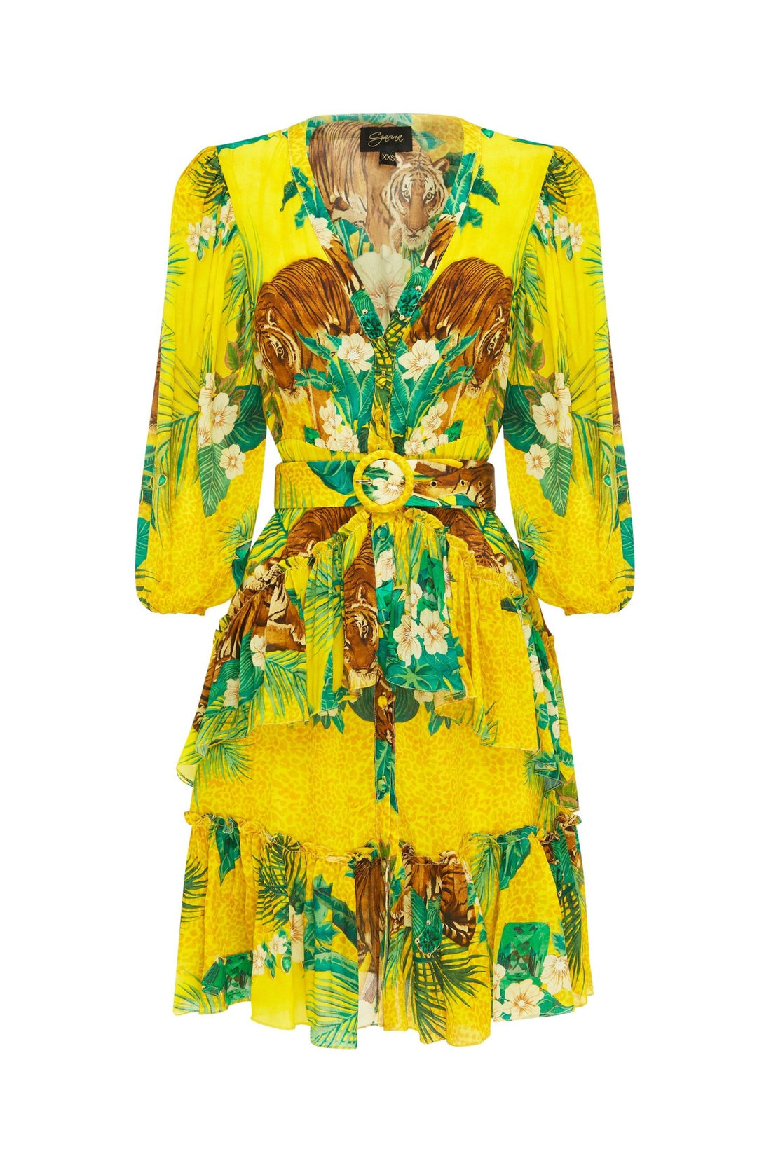TROPICAL TIGRESS SHORT RUFFLE DRESS - Czarina