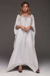 WHITE PEARL LUXE LONG KAFTAN PRE-ORDER - Czarina