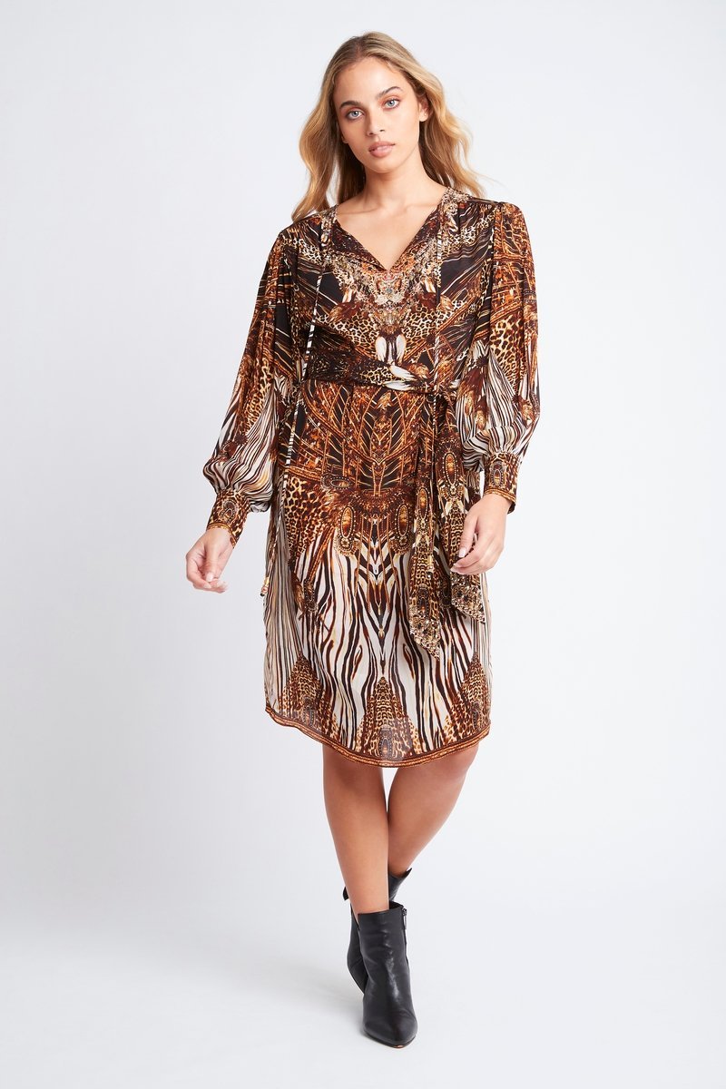 WILD AND FREE SHORT DRESS W CUFF SLEEVES - Czarina