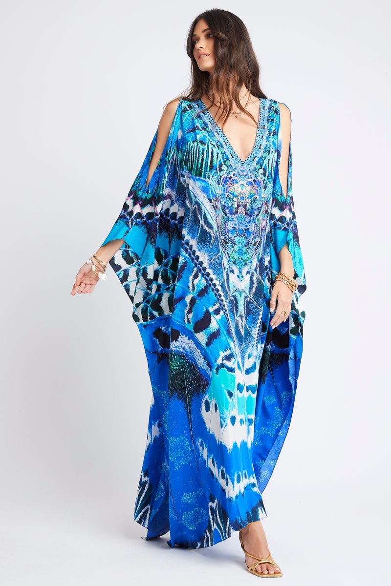 WILD FEATHERS BIG WIDTH SILK KAFTAN - Czarina