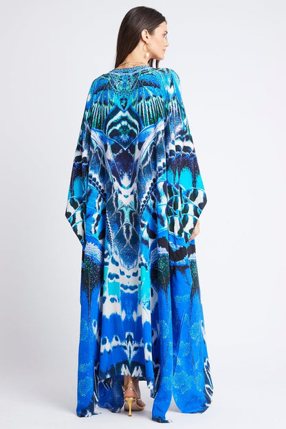 WILD FEATHERS BIG WIDTH SILK KAFTAN - Czarina
